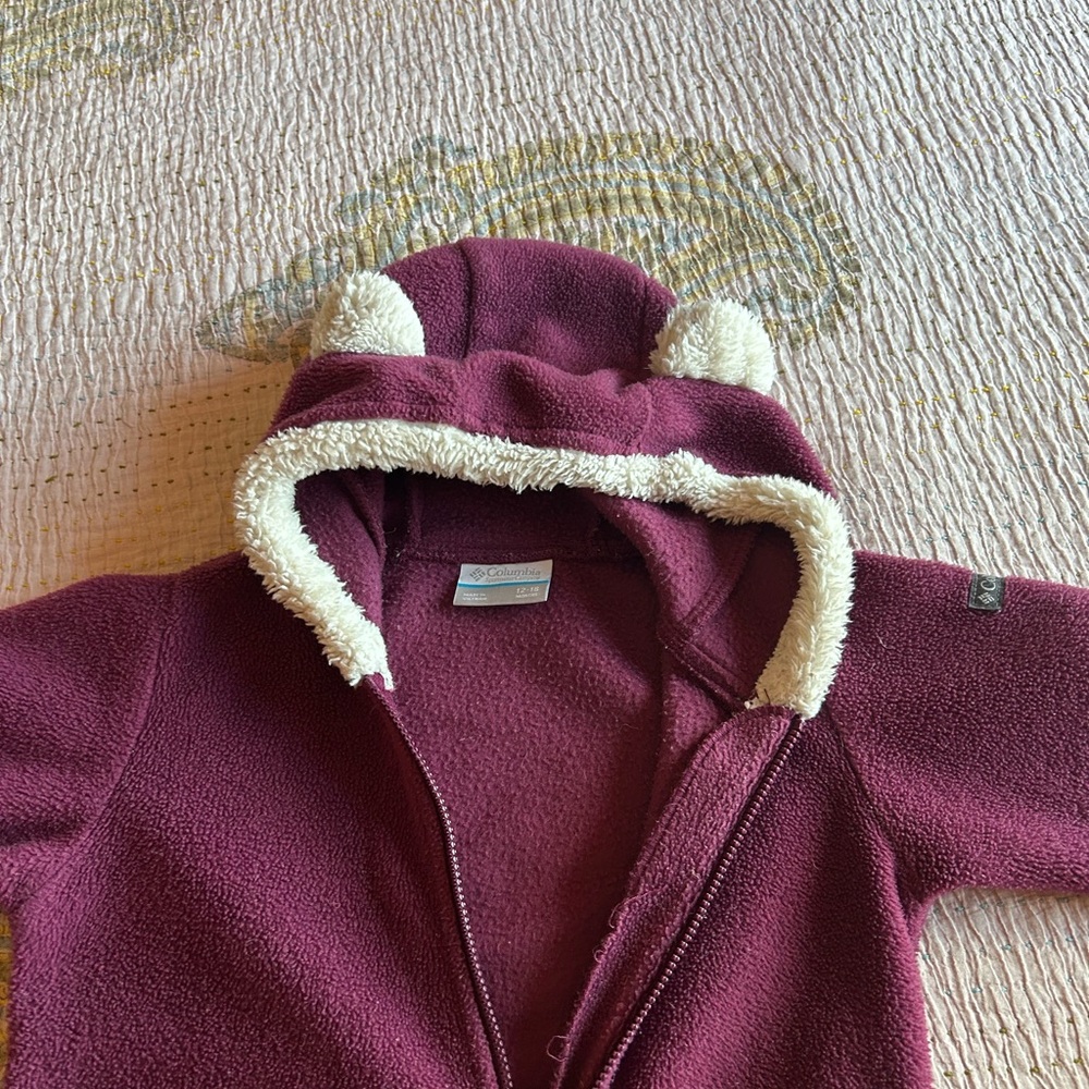 Columbia Maroon Kids One Piece Footie - Picture 3 of 4